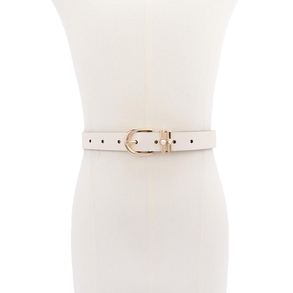9932 Women's 1 Inch Belt With Pearl & Heart Keppers, Leather Accessory - Picture 2 of 5